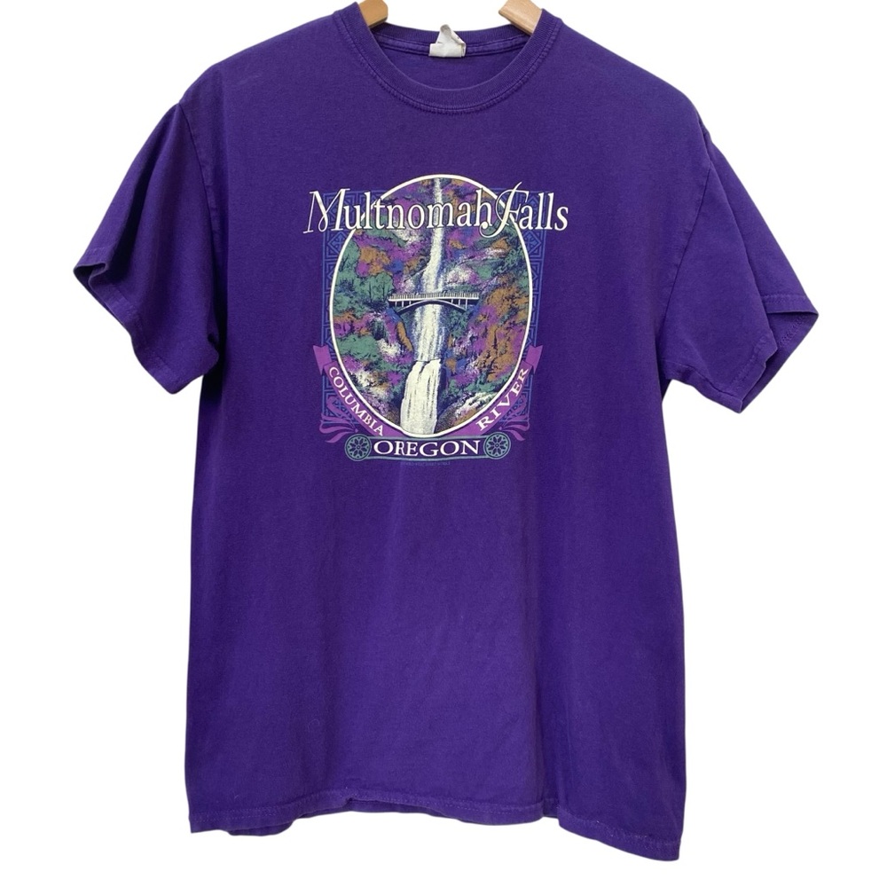 Vintage 90s Multnomah Falls OR Purple T-shirt size M Columbia River 98
